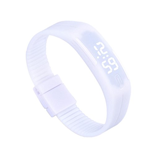 Bolayu Mens Womens Rubber LED Sports Waterproof Watch Bracelet Digital Wrist Watch White