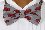 Arkansas Bow Tie - University of Arkansas Gray Pre-Tied Bowtie with Razorback Logo