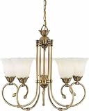 International Lighting 5 Light Santa Fe Chandelier With Antique Scavo Glass Antique Brass