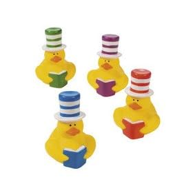  12 pc - Stovepipe Hat Reading Love to Read Rubber Ducky Duckie Ducks