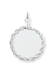 Sterling Silver Engraveable Round with Rope Disc Charm