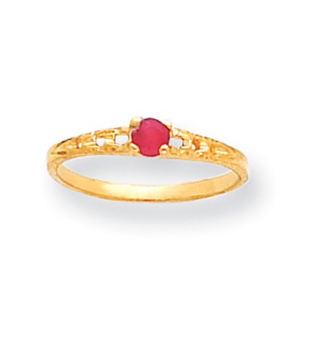 14k Gold 3mm Ruby Birthstone Baby Ring