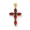 14k Garnet Cross Pendant