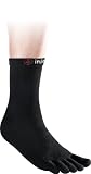 Injinji Tetratsock Lightweight Performance Crew Liner Toe Socks - Black-Small