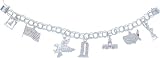 America (USA) Themed Charm Bracelet, Sterling Silver by NJ Charms