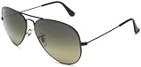 Ray Ban RB3025 Large Aviator Sunglasses - 002/76 Black (Crystal Polarized Blue Gradient Green Lens) - 58mm