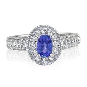 Tanzanite Jewelry: Glamorous Antique Style .89ct Oval Tanzanite and Diamond... by SuperJeweler.com