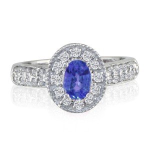 Tanzanite Jewelry: Glamorous Antique Style .89ct Oval Tanzanite and Diamond... by 