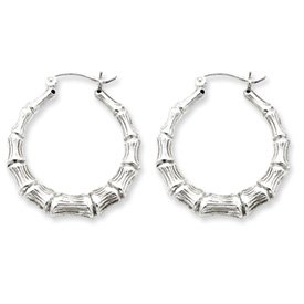 Sterling Silver Bamboo Hoop Earrings