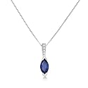 Miore Halskette 375 Weißgold Saphir 0,43ct Anhänger mit Brillanten 0,02ct MP9061N