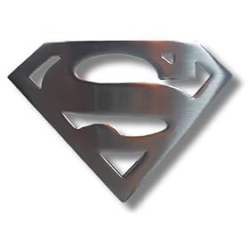 SUPERMAN POLISHED SILVER CHROME BELT BUCKLE WITH BONUS LEATHER BELT