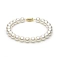 14k Yellow Gold 7.5-8.0mm White Freshwater Cultured Pearl Bracelet AAA Quality, 7 Inch