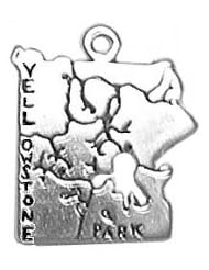 Sterling Silver Yellowstone National Park Map Vacation Travel Tour Charm