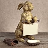 Large Cream Cast Stone Rabbit With Accessories