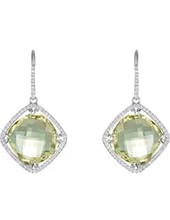 Jewelplus Halo-Style Antique Square Shaped Dangle Earrings Sterling Silver Complete With Stones Pair