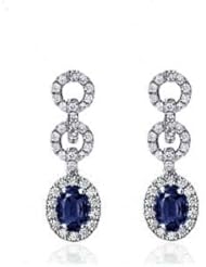 2.30Ct Oval Sapphire & Diamond Hoop Earrings 18k Gold