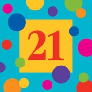 Birthday Stripes 21st Birthday 3-Ply Lunch Napkins 16 Per Pack