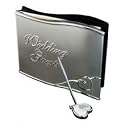 *Silver Plated Wedding Guest Book & Pen On Heart Base*