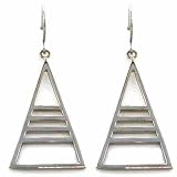 80s Inspired Sterling Silver Stripe Triange Pyramid Earrings