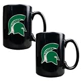 Michigan State Spartans 2pc Black Ceramic Mug Set NCAA College Athletics