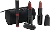 MAC Limited Edition Set - Beaded 3 Red Lips ( 2x Lipstick 3g + 1x Lipglass 2.4g + Satin Makeup Bag )