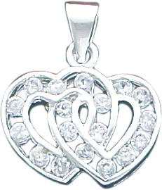 31nX98VmUmL Sterling Silver Crystal Hearts Pendant