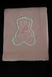 Gisela Graham Baby Girl Pink Gingham Teddy Fleece Nursery Blanket