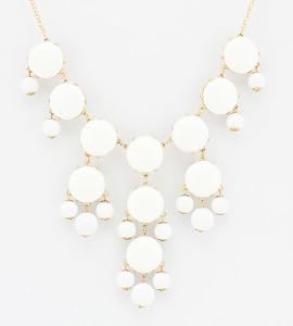 Color Bubble BIB Statement Fashion Necklace - Pure White