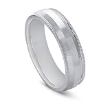 Platinum Milgrained Edge Men's Wedding Band, 6mm