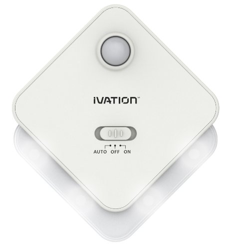 Ivation 4-LED Motion Sensor Light - WHITE - Battery Powered Night Light with a Built in Motion and Light Sensor