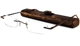 Able Vision Tube Readers Reading Glasses - LPR25 Copper with Lizard Leather Case by Able Vision
