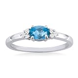 DECEMBER Birthstone and Diamond 14k White Gold London Blue Topaz Ring