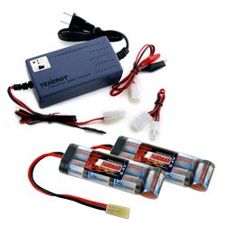 2 pcs Tenergy 8.4v 1600mAh NiMH Flat Battery Packs for Airsoft Guns w/ A Tenergy 7.2V - 12V NiMH/NiCd Smart Universal Battery Pack Charger