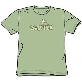 Popeye Cartoon SWEE PEA Wasabi Green Adult T-shirt