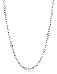 Italian 14k White Gold 1mm Diamond Cut Rolo Chain Necklace