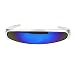 Mirrored Color Mirror Lens Monolens Cyclops Robotic Futuristic Sunglasses Silver Blue