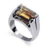 Sterling Silver Emerald Cut Quartz Gemstone Ring Size 5.5,6,6.5,7,7.5,8,8.5