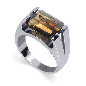 Sterling Silver Band Smokey Quartz Gemstone Ring