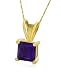 Gold Overlay Sterling Silver 6mm Square-Cut Amethyst Pendant