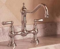 Hot Sale Rohl U.4750X Perrin and Rowe Bridge Kitchen Faucet with Metal Cross Handles, Satin Nickel