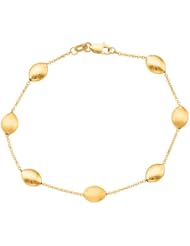 14k Yellow Gold Polished and Textured Beans Bracelet