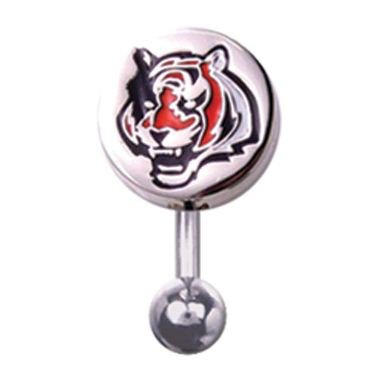 Cincinnati Bengals 316L Stainless Steel Belly Ring - 14G - 3/8 Inch Bar Length - Sold Individually