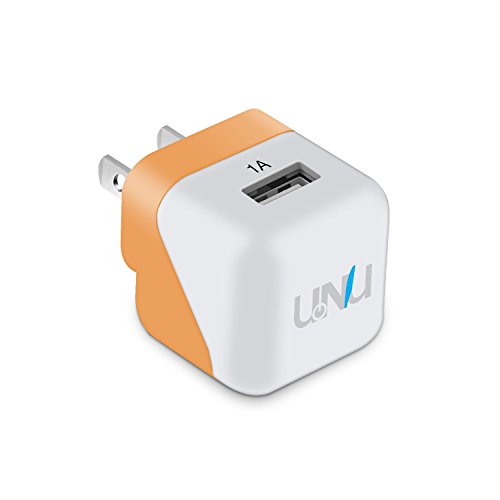 UNU Wall Charge(24W 1-Port 1A iPhone Charger [White / Orange] / USB Wall Charger with Plug) Apple Charger for iPhone 6s / 6 / 5s, iPad Air / mini, Samsung Galaxy S6 / Edge / Plus, Portable Chargers and More