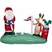 Over 7 Ft. Long - Animated Gemmy Christmas Airblown Inflatable - Golfing Santa with Reindeer