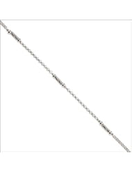 14k White Gold, Rolo Link Chain and Diacut Bars Anklet