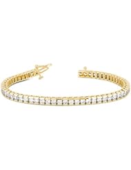 14KT Yellow Gold Contemporary Diamond Tennis Bracelet featuring 51 Channel Set Round Brilliant Cut Diamonds in a High Polished Setting. 7 5/8 CTW