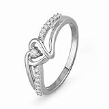 Sterling Silver Round Diamond Heart Promise Ring (1/10 cttw)