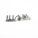 7 Pack-22G Surgical Steel Nose Studs: 5 Clear Crystal-Swirl, Flower-1 Ball Stud-1 Retainer-Gift Box
