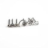 7 Pack-22G Surgical Steel Nose Studs: 5 Clear Crystal-Swirl, Flower-1 Ball Stud-1 Retainer-Gift Box