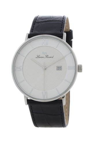 Swiss Watches:Lucien Piccard Swiss Movement Sharp White Dial Silver Tone Leather Date Watch 28183SL Images